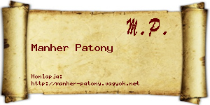 Manher Patony névjegykártya